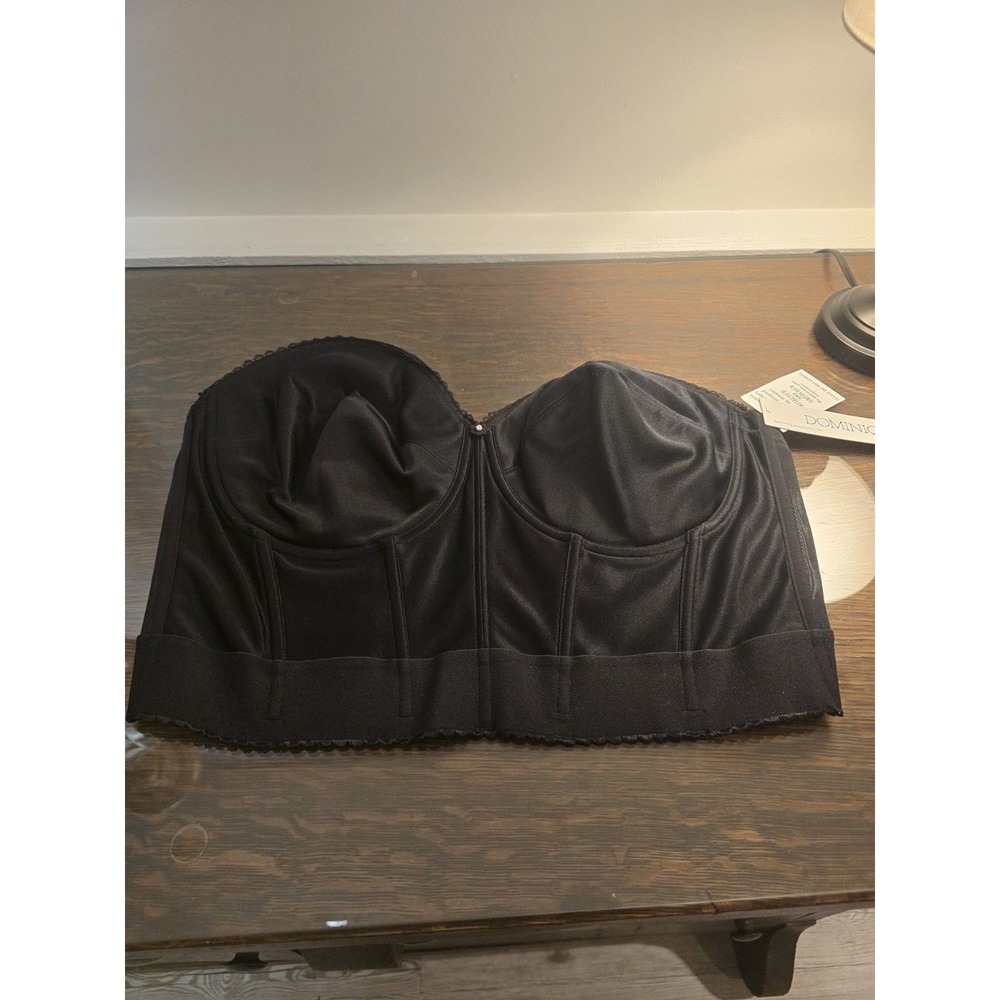 Dominique 6377 Black Longline Strapless Bustier 40DD Boned Underwired